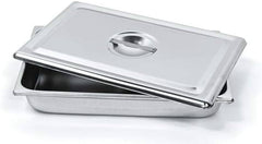TISCO Lifecare Instrument Tray with Cover 18x12 Inch Stainless Steel Medical Tray