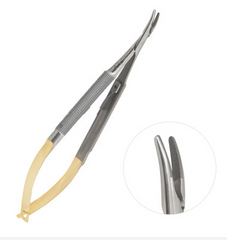 TISCO Lifecare Castroviejo Needle Holder with Lock with Tungsten Carbide 9 Inch Curved (Round)