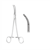 TISCO Lifecare Hysterectomy Clamp 25cm (10 Inch) Curved Atraumatic Grip Jaws Stainless Steel Surgical Instrument