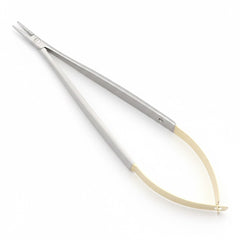 Castroviejo-Barraquer Needle Holder Without Lock with Tungsten Carbide (T.C.) – Straight & Curved (Round) 5″–9″