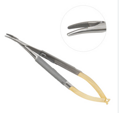 TISCO Lifecare Castroviejo Needle Holder with Lock with  Tungsten Carbide 9 Inch Curved (Round)