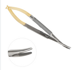 TISCO Lifecare Castroviejo Needle Holder with Lock with Tungsten Carbide 7 Inch Curved (Round)
