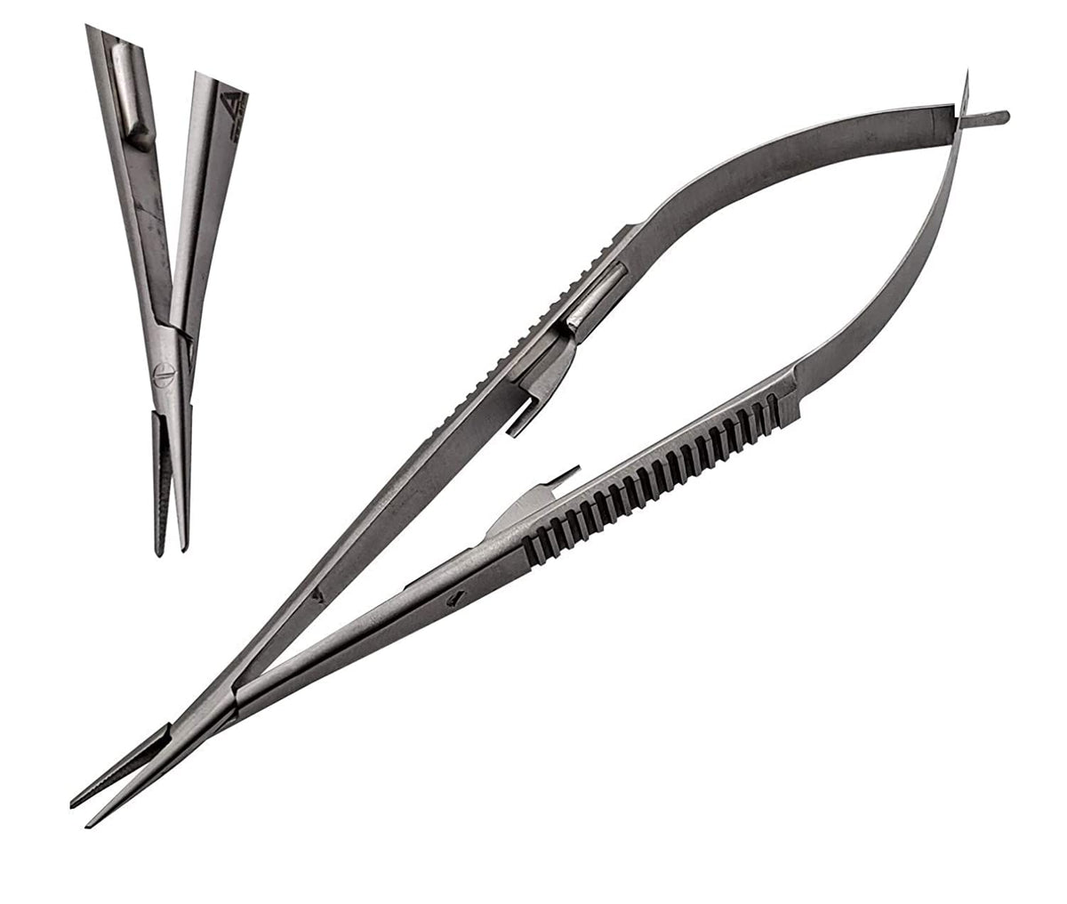 TISCO Lifecare Castroviejo Needle Holder with Lock 8 Inch Curved (Round) Stainless Steel Surgical Instrument