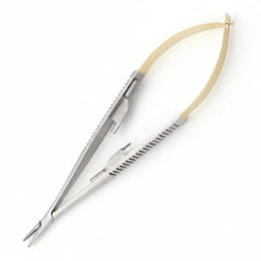 Castroviejo-Barraquer Needle Holder with Lock & Tungsten Carbide (T.C.) – Straight & Curved (Round) 5″–9″