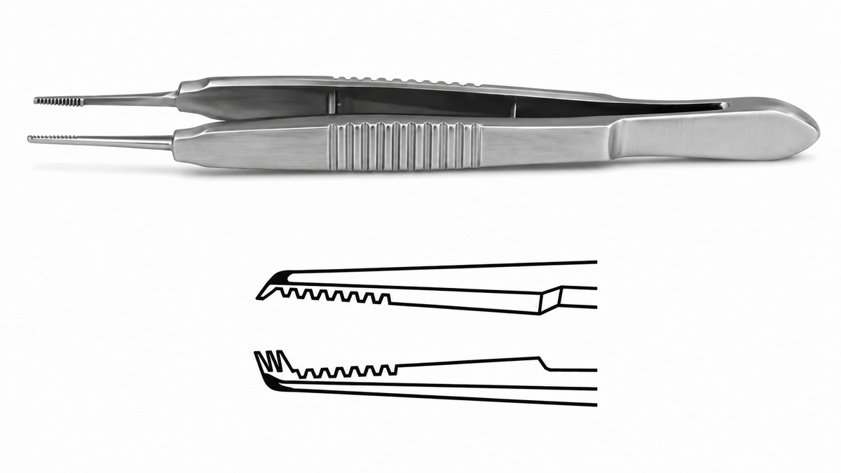 TISCO Lifecare Castroviejo Suture Forcep 1×2 Teeth Angled – Precision Ophthalmic Microsurgical Instrument
