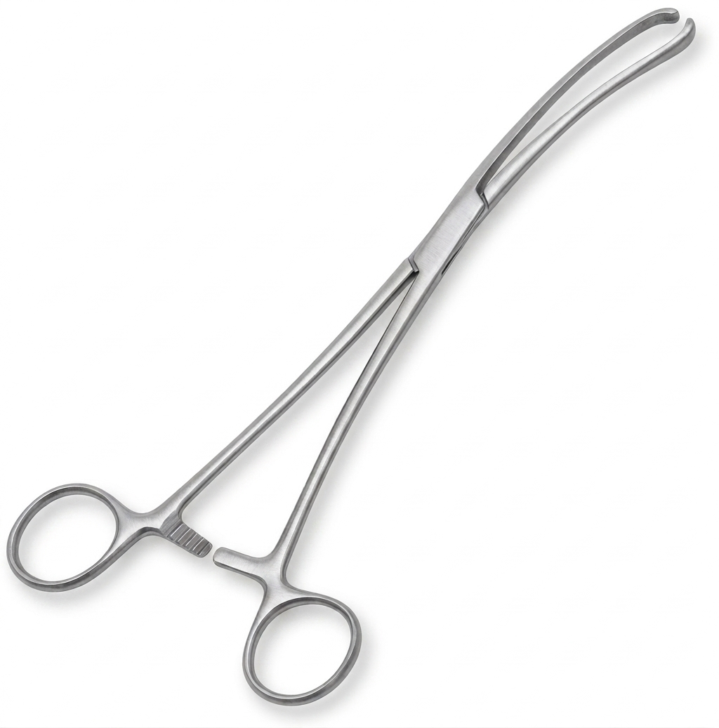 TISCO Lifecare Vulsellum Forceps 25cm (10 Inch) 1x2 Teeth Stainless Steel Surgical Instrument for Gynecological Use