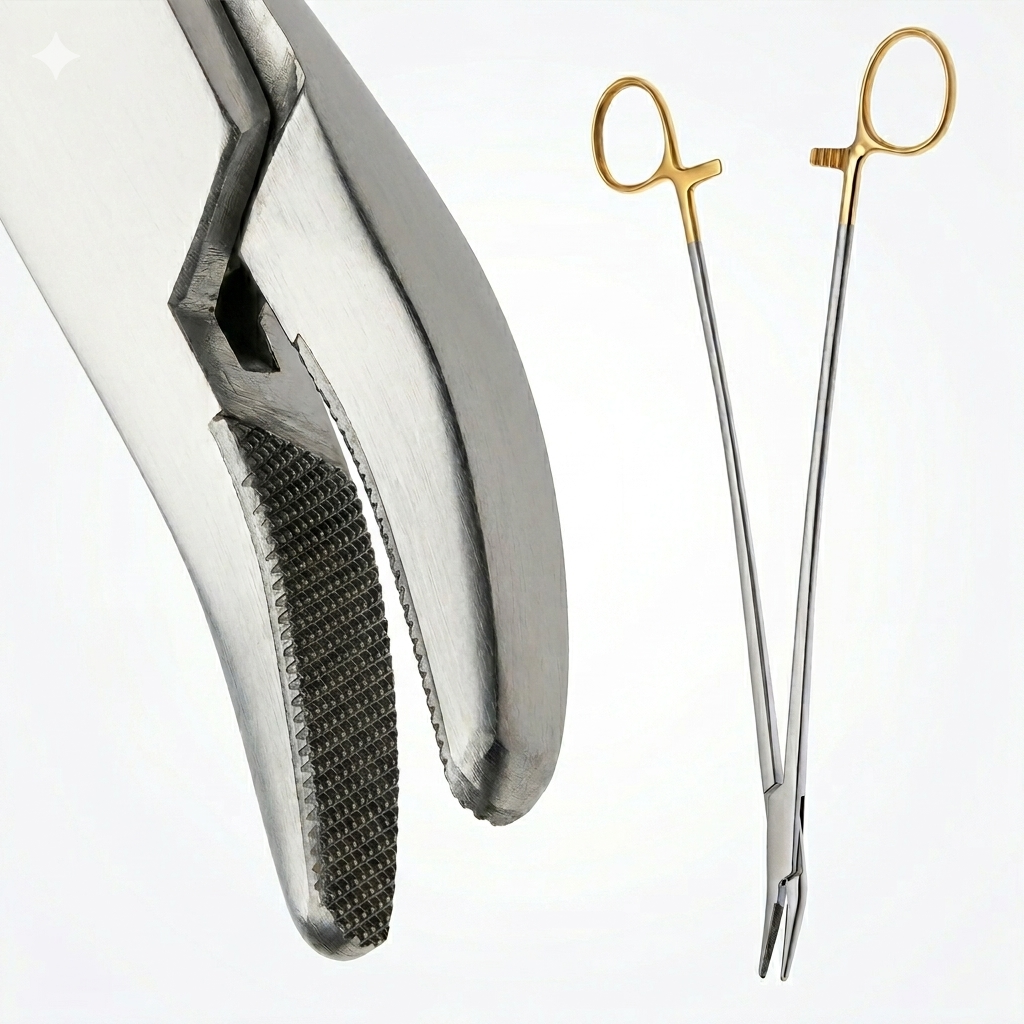 TISCO Lifecare Finochietto Needle Holder Angled Tip with T.C. 20 CM / 8 Inch Stainless Steel Surgical Instrument