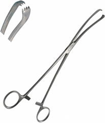 TISCO Lifecare Vulsellum Forceps 25cm (10 Inch) 3x4 Teeth Stainless Steel Surgical Instrument for Gynecological Procedures