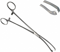 TISCO Lifecare Vulsellum Forceps 25cm (10 Inch) 3x4 Teeth Stainless Steel Surgical Instrument for Gynecological Procedures