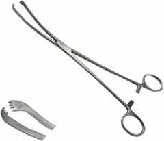 TISCO Lifecare Vulsellum Forceps 25cm (10 Inch) 3x4 Teeth Stainless Steel Surgical Instrument for Gynecological Procedures