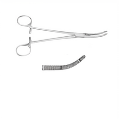 TISCO Lifecare Hysterectomy Clamp 25cm (10 Inch) Curved Atraumatic Grip Jaws Stainless Steel Surgical Instrument