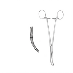 TISCO Lifecare Hysterectomy Clamp 25cm (10 Inch) Curved Atraumatic Grip Jaws Stainless Steel Surgical Instrument