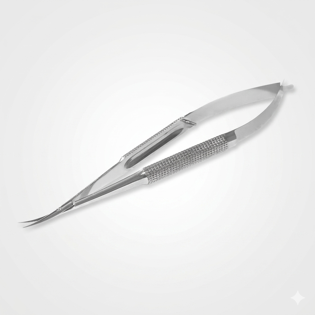 TISCO Lifecare Micro Scissor Spring Action Curved 8" (Flat Pattern) – Surgical Grade Stainless Steel Precision Instrument