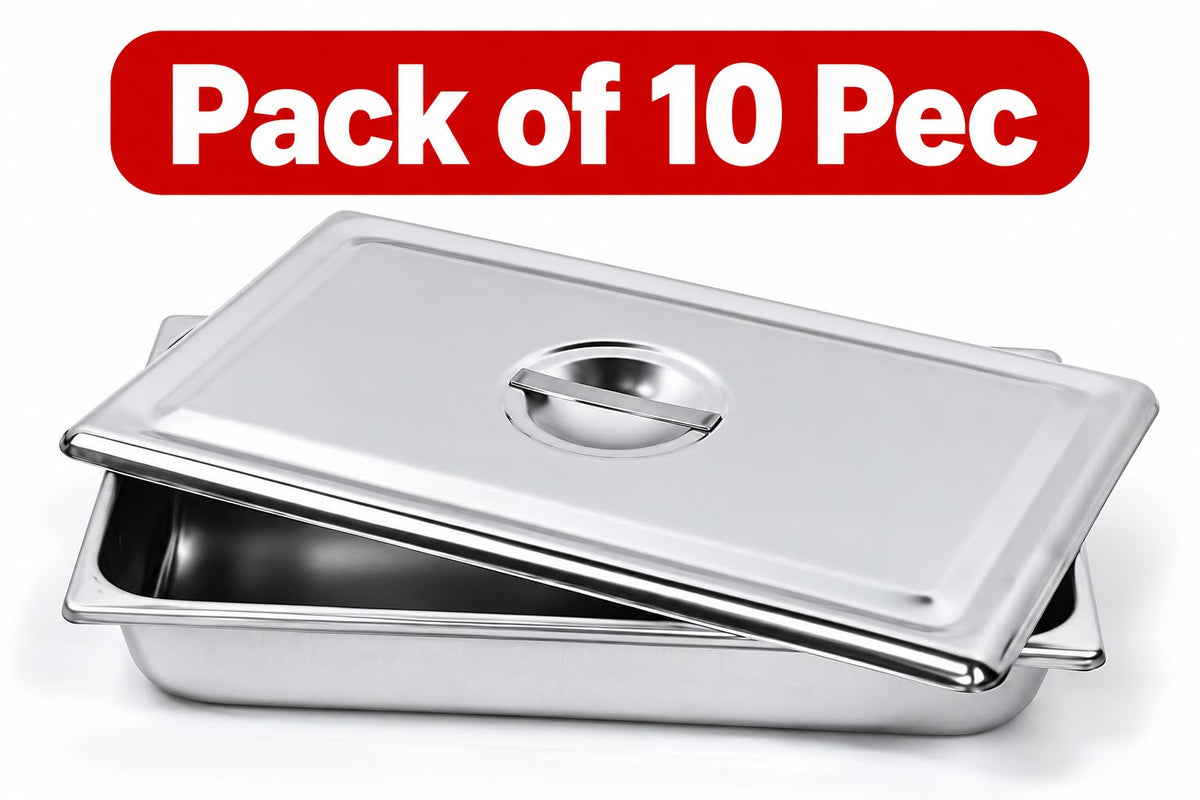 Tisco Lifecare 14x10 Inch Stainless Steel Instrument Tray Set (Pack of 10) – Heavy-Duty Reusable Flat Utility Trays